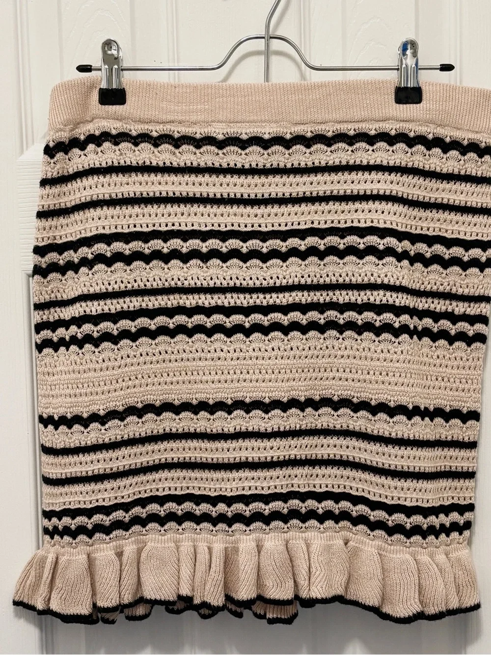 ASOS Design Beige & Black Striped Knit Mini Skirt Size M